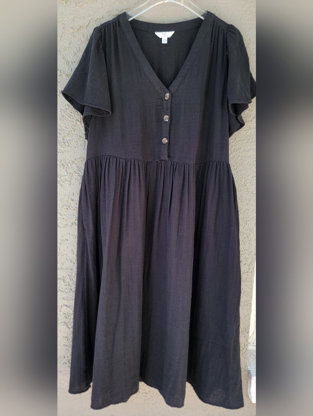 Time and Tru Black Cotton Gauze Babydoll Dress XL 16/18 Cottagecore - Picture 6 of 10